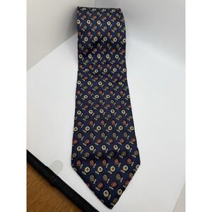 Brooks Brothers All Silk Tie Navy Medallion Print Canada Made Classic 3.5" x 59"